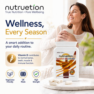Nutruetion Vitamin D3 3000IU & K2 MK-7 | 90 Food Supplement Capsules | UK Made