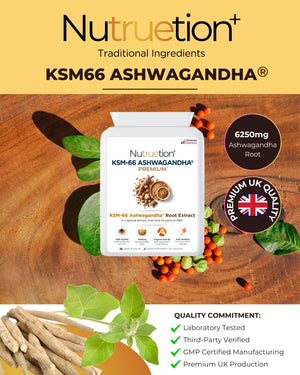 Nutruetion KSM-66 Ashwagandha® 500mg | Food Supplement | 90 Vegan Capsules | Made in UK