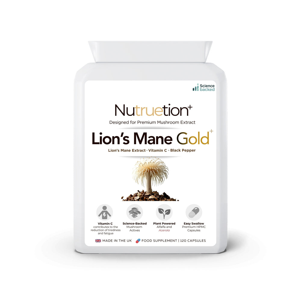 Lion’s Mane Gold Mushroom Extract Complex with Acerola Cherry (Natural Vitamin C) & Black Pepper