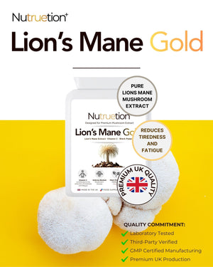 Nutruetion Lion's Mane Mushroom Complex | High Strength Extract 1500mg | Black Pepper & Vitamin C