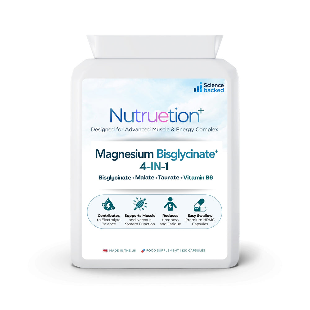 Nutruetion Magnesium Bisglycinate Complex 4-in-1 | High Strength Formula with Malate, Taurate & Vitamin B6 | 120 Vegan Capsules | UK Made