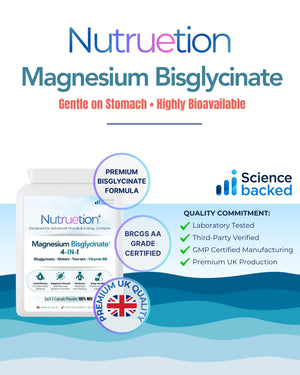 Nutruetion Magnesium Bisglycinate Complex 4-in-1 | High Strength Formula with Malate, Taurate & Vitamin B6 | 120 Vegan Capsules | UK Made
