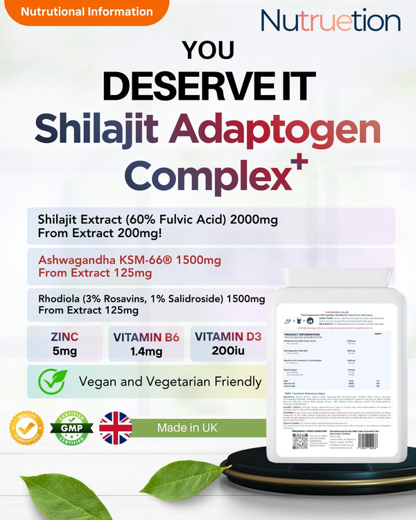 Shilajit Platinum Complex - High Strength with Ashwagandha KSM-66 & Rhodiola Rosea