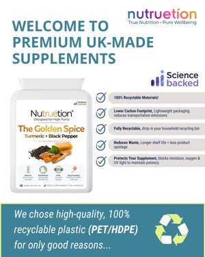 Nutruetion Turmeric & Black Pepper Capsules | High Strength 500mg with Piperine for Absorption | 120 Vegan Capsules