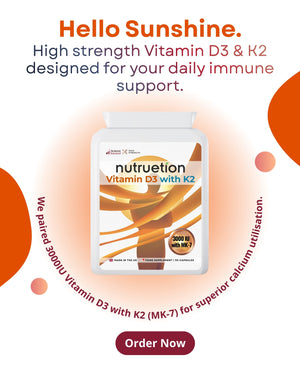 Vitamin D3 3000IU (75µg) & K2 MK-7 (100µg) | 90 Food Supplement Capsules | Made in UK (BRCGS AA Grade)