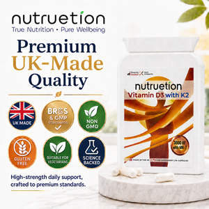 Nutruetion Vitamin D3 3000IU & K2 MK-7 | 90 Food Supplement Capsules | UK Made