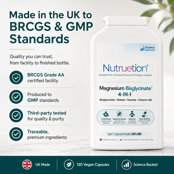 Nutruetion Magnesium Bisglycinate Complex 4-in-1 | 120 Vegan Capsules | UK Made