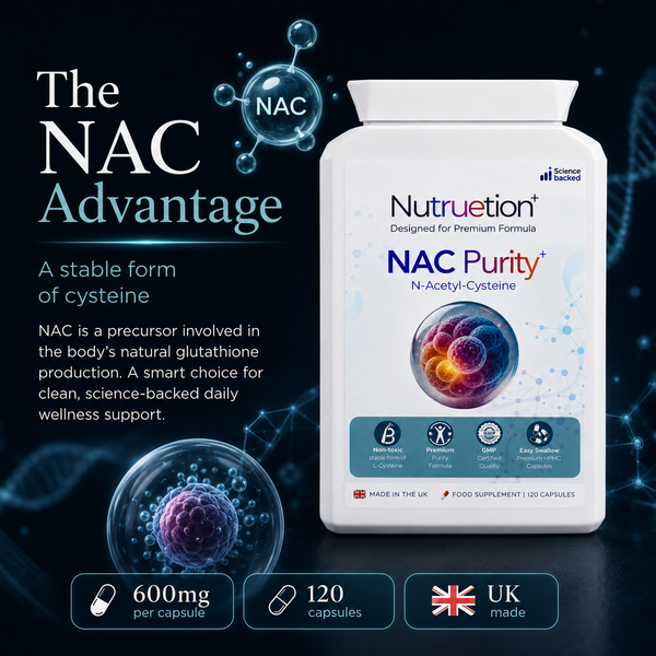 Nutruetion NAC 600mg Capsules | High Purity N-Acetyl-Cysteine | 120 Vegan Capsules | Amino Acid Supplement | UK Made