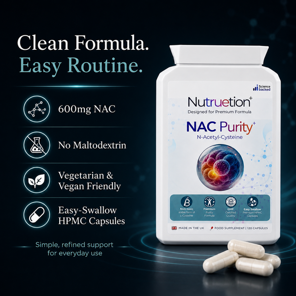 Nutruetion NAC 600mg Capsules | High Purity N-Acetyl-Cysteine | 120 Vegan Capsules | Amino Acid Supplement | UK Made
