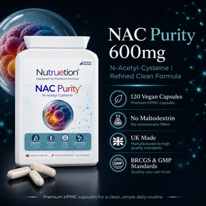Nutruetion NAC 600mg Capsules | High Purity N-Acetyl-Cysteine | 120 Vegan Capsules | Amino Acid Supplement | UK Made