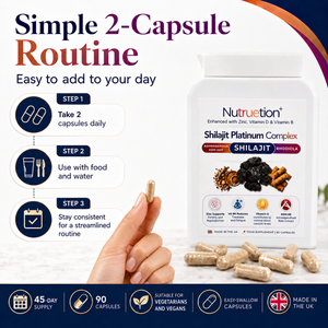 Nutruetion Shilajit Complex 2000mg | With Ashwagandha KSM-66 & Rhodiola | 90 Vegetarian Capsules | High Strength Adaptogen | UK Made
