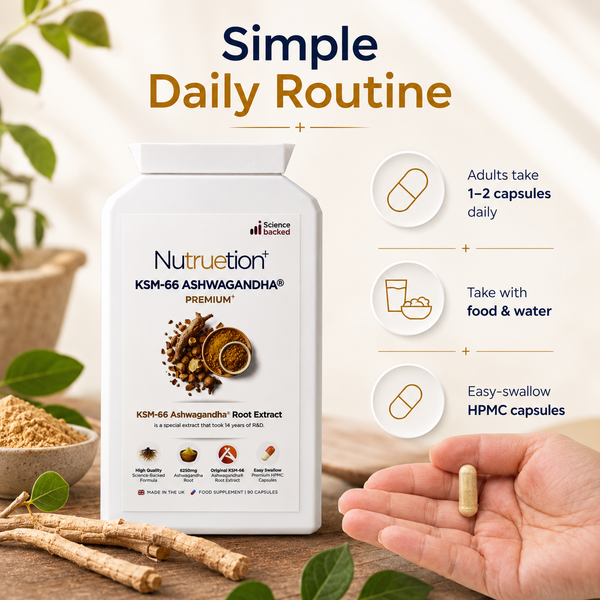 Nutruetion KSM-66 Ashwagandha® 500mg | Food Supplement | 90 Vegan Capsules | Made in UK