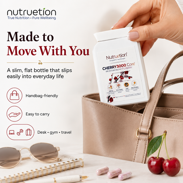 Nutruetion Montmorency Cherry 3000 Core+ | High Strength 3000mg Serving | 10:1 Fruit Extract | 90 Vegan Capsules