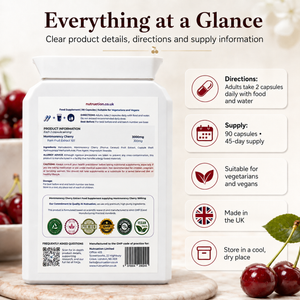 Nutruetion Montmorency Cherry 3000 Core+ | High Strength 3000mg Serving | 10:1 Fruit Extract | 90 Vegan Capsules