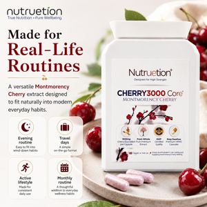 Nutruetion Montmorency Cherry 3000 Core+ | High Strength 3000mg Serving | 10:1 Fruit Extract | 90 Vegan Capsules