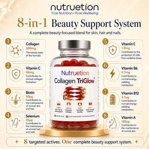 Nutruetion TriGlow+ Collagen Gummies | 8-in-1 Beauty Complex with Biotin, Selenium & Vitamin C