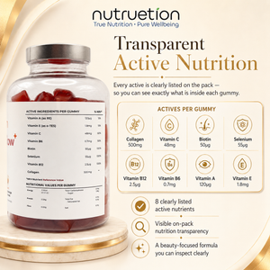 Nutruetion TriGlow+ Collagen Gummies | 8-in-1 Beauty Complex with Biotin, Selenium & Vitamin C