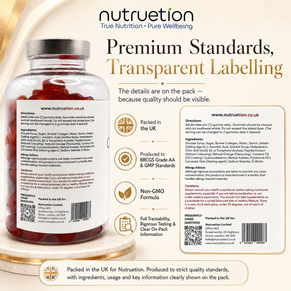 Nutruetion TriGlow+ Collagen Gummies | 8-in-1 Beauty Complex with Biotin, Selenium & Vitamin C