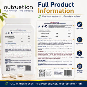 Nutruetion Vitamin D3 3000IU & K2 MK-7 | 90 Food Supplement Capsules | UK Made