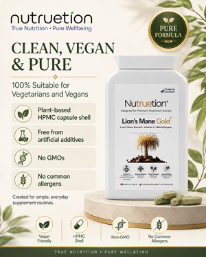 Nutruetion Lion's Mane Mushroom Complex | High Strength Extract 1500mg | Black Pepper & Vitamin C