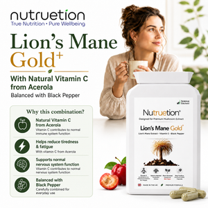 Nutruetion Lion's Mane Mushroom Complex | High Strength Extract 1500mg | Black Pepper & Vitamin C