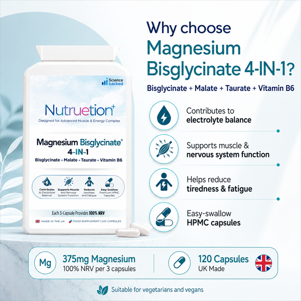 Nutruetion Magnesium Bisglycinate Complex 4-in-1 | 120 Vegan Capsules | UK Made