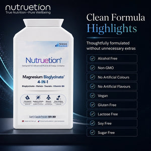 Nutruetion Magnesium Bisglycinate Complex 4-in-1 | 120 Vegan Capsules | UK Made