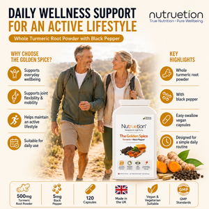 Nutruetion Turmeric & Black Pepper Capsules | High Strength 500mg with Piperine for Absorption | 120 Vegan Capsules