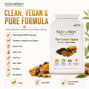 Nutruetion Turmeric & Black Pepper Capsules | High Strength 500mg with Piperine for Absorption | 120 Vegan Capsules