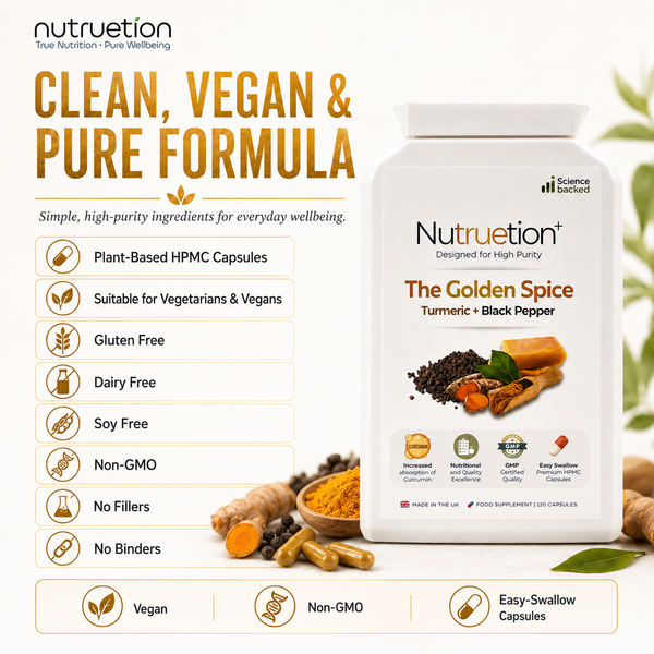 Nutruetion Turmeric & Black Pepper Capsules | High Strength 500mg with Piperine for Absorption | 120 Vegan Capsules