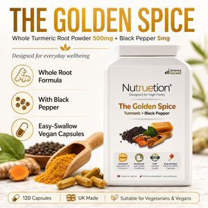 Nutruetion Turmeric & Black Pepper Capsules | High Strength 500mg with Piperine for Absorption | 120 Vegan Capsules